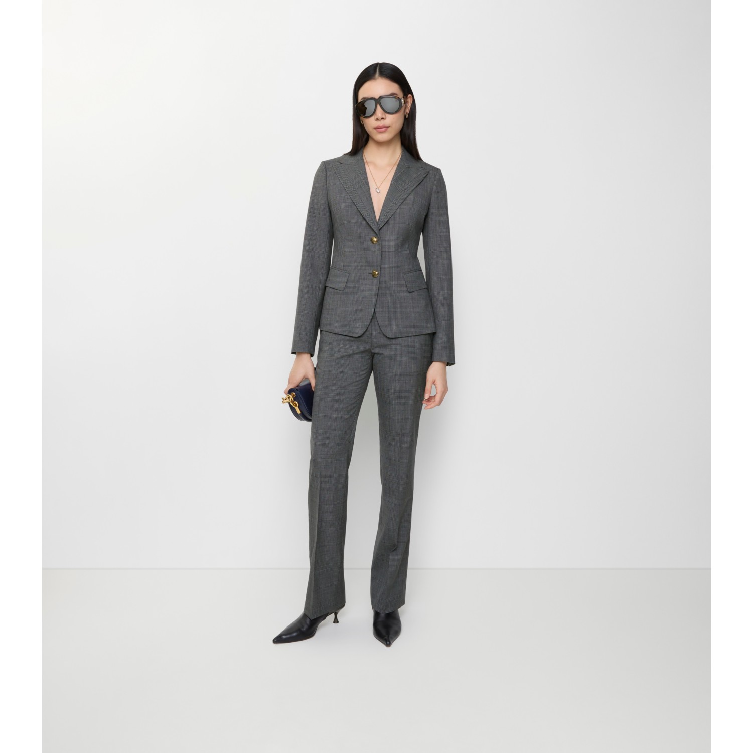 Check Wool Tailored Trousers