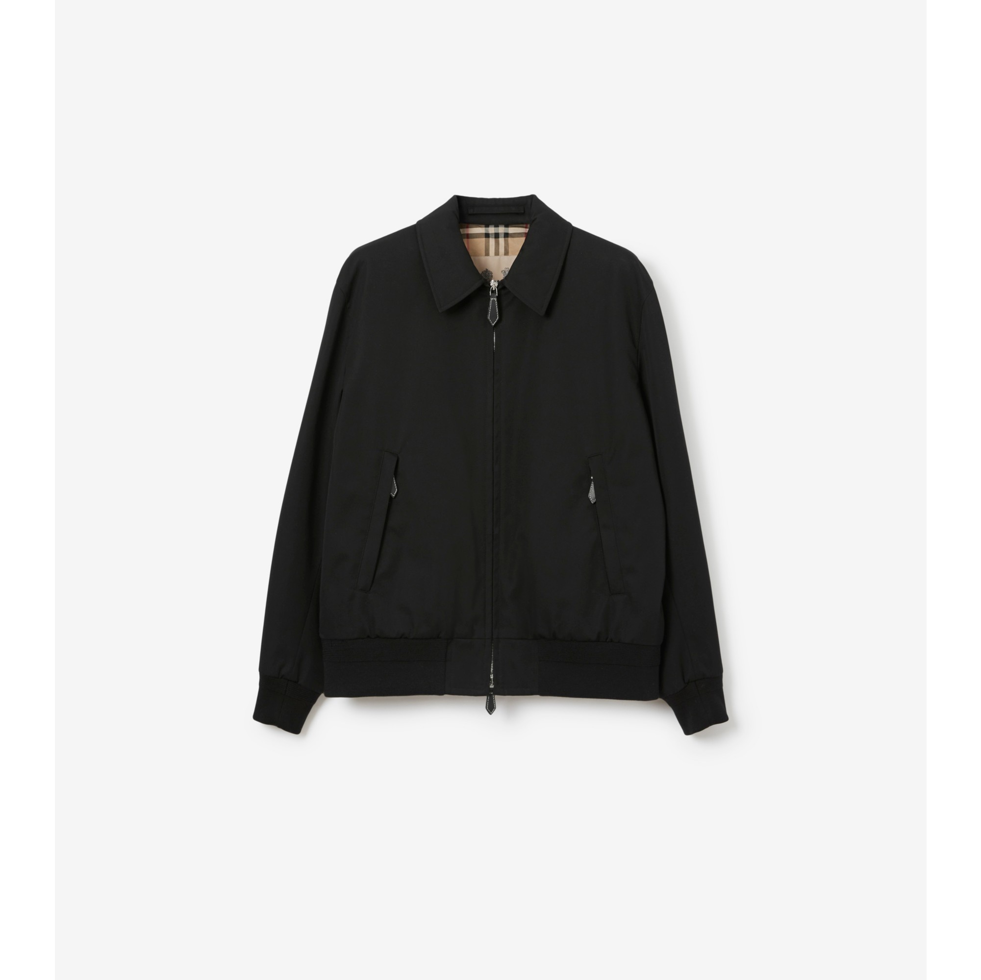 Gabardine Harrington Jacket in Black - Men, Cotton | Burberry® Official