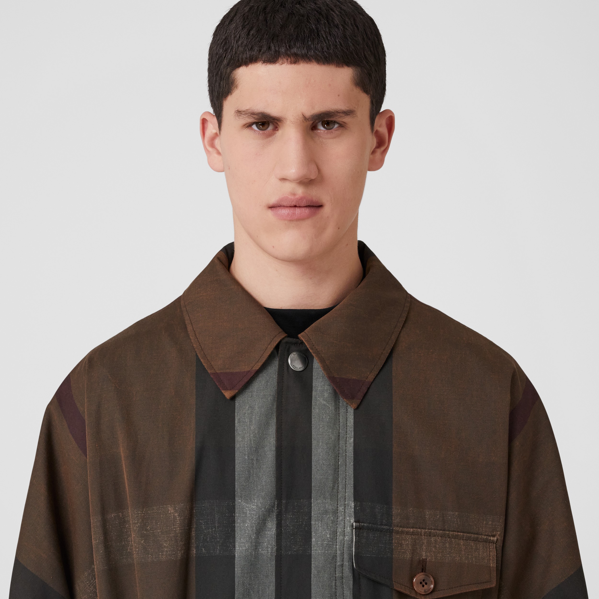 Jaqueta estilo militar de algodão Check (Marrom Bétula Escuro) - Homens | Burberry® oficial - 2