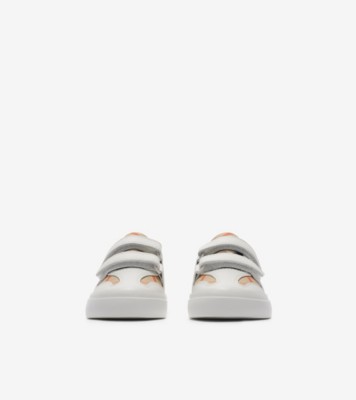 Check and Leather Sneakers in Sand beige - Children | Burberry
