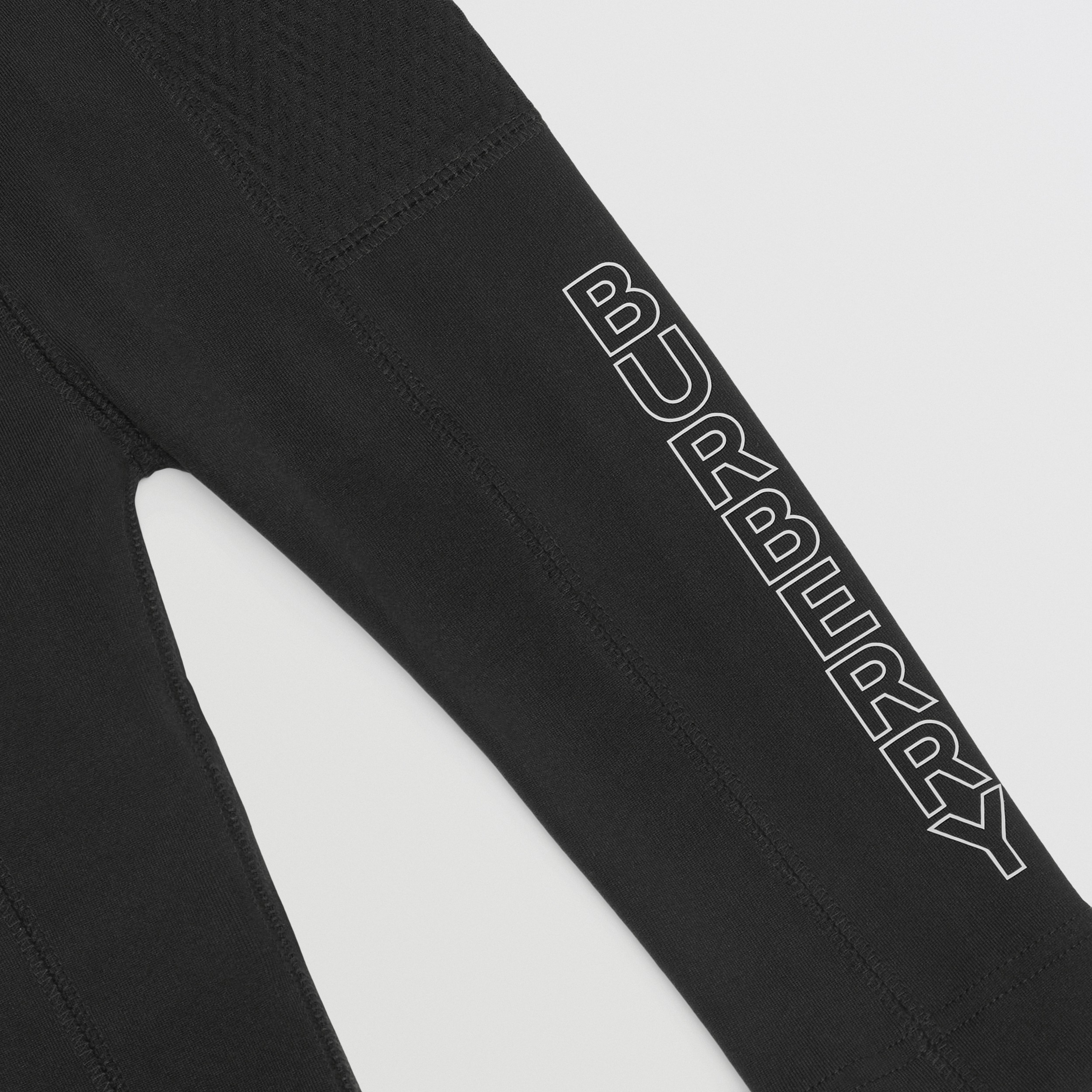 Logo Print Stretch Jersey Leggings in Black - Children | Burberry® Official - 2