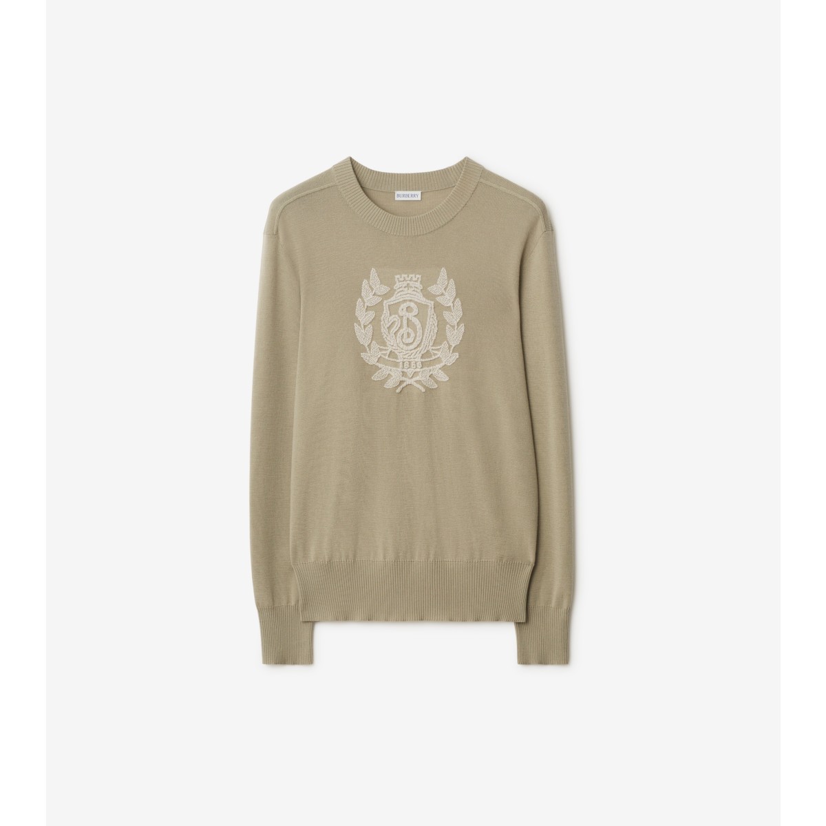 Burberry Wool B Crest Sweater In Neutral