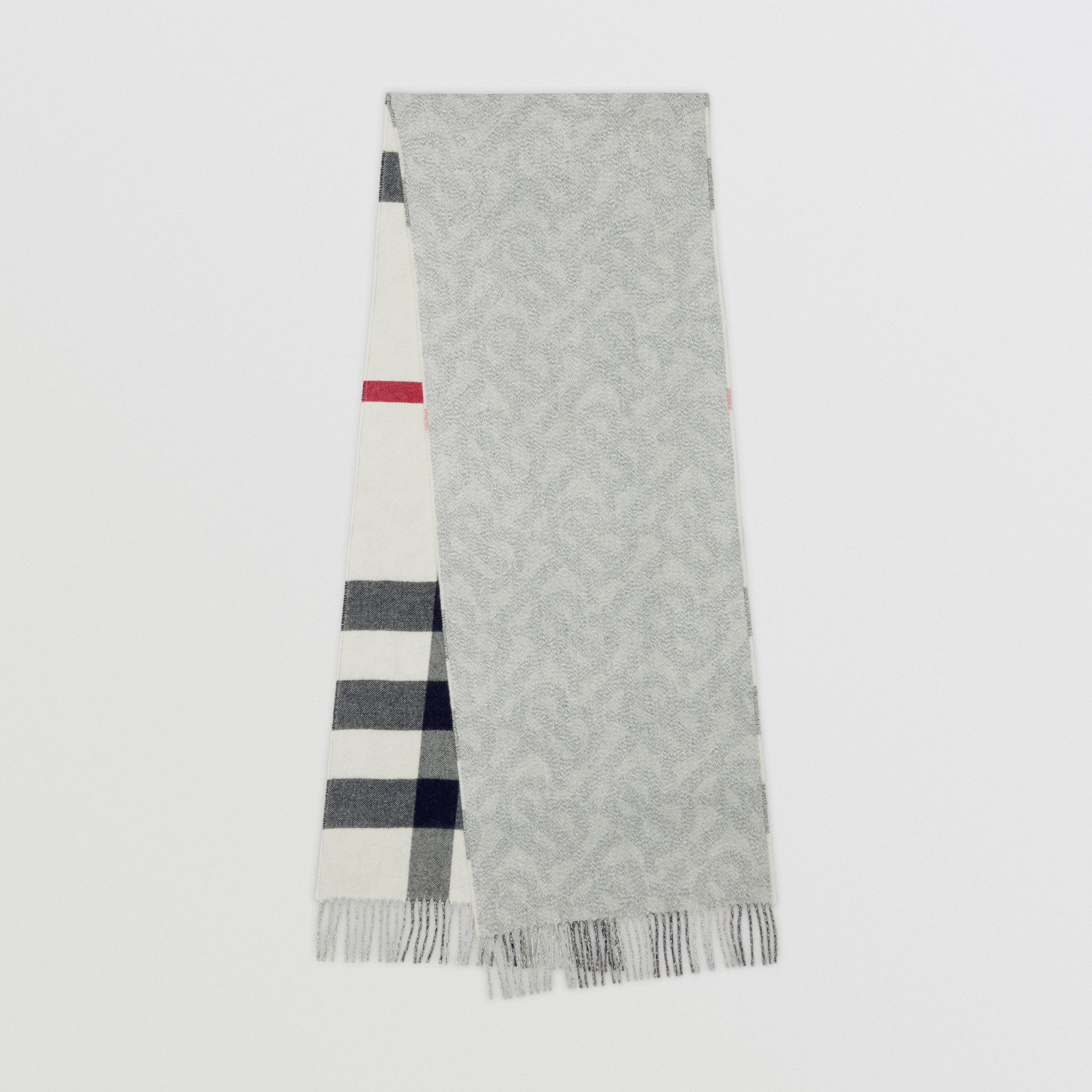 Reversible Check and Monogram Cashmere Blend Scarf in Natural White | Burberry® Official - 1