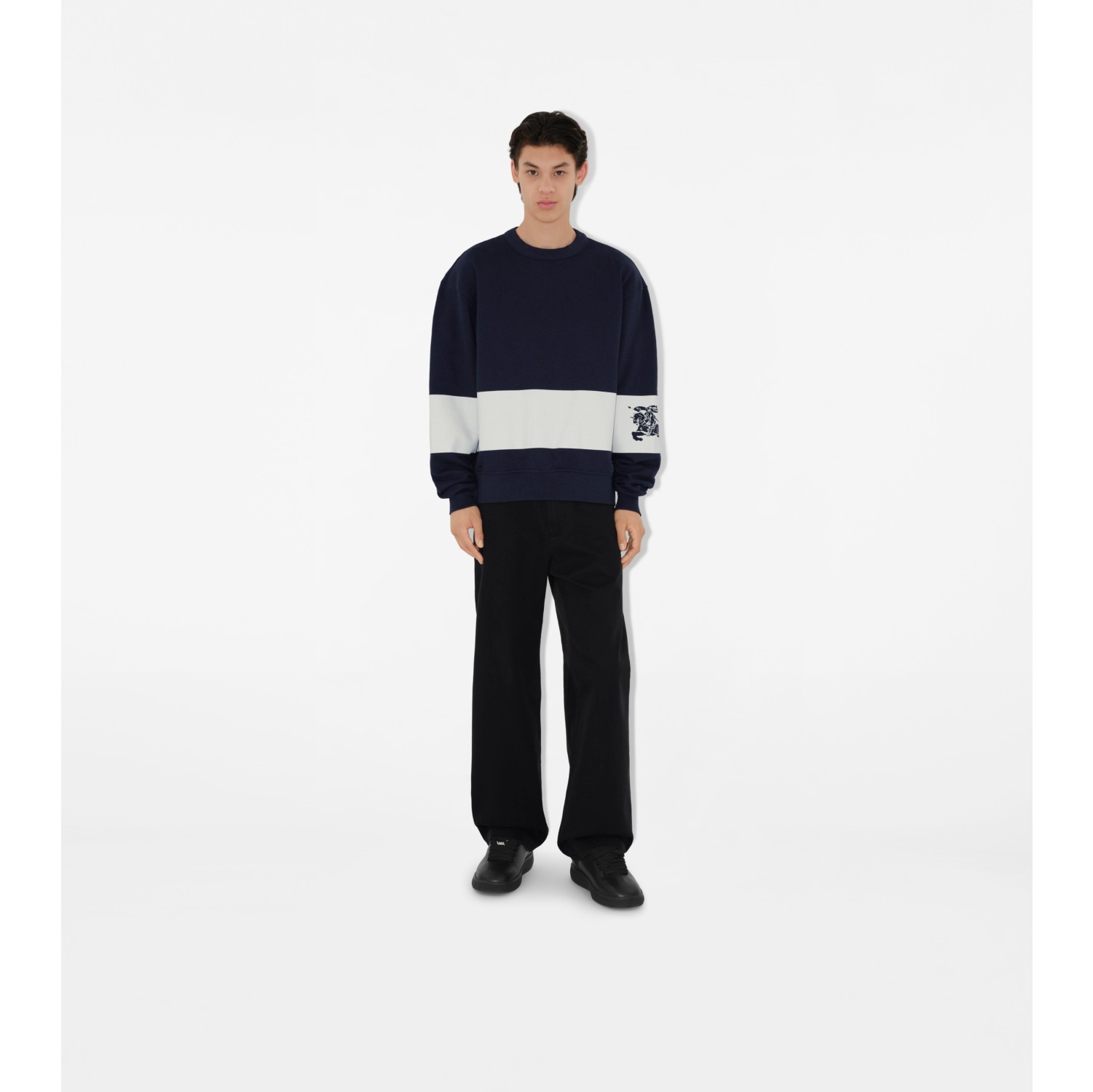 EKD Stripe Cotton Sweatshirt in Storm - Men | Burberry® Official