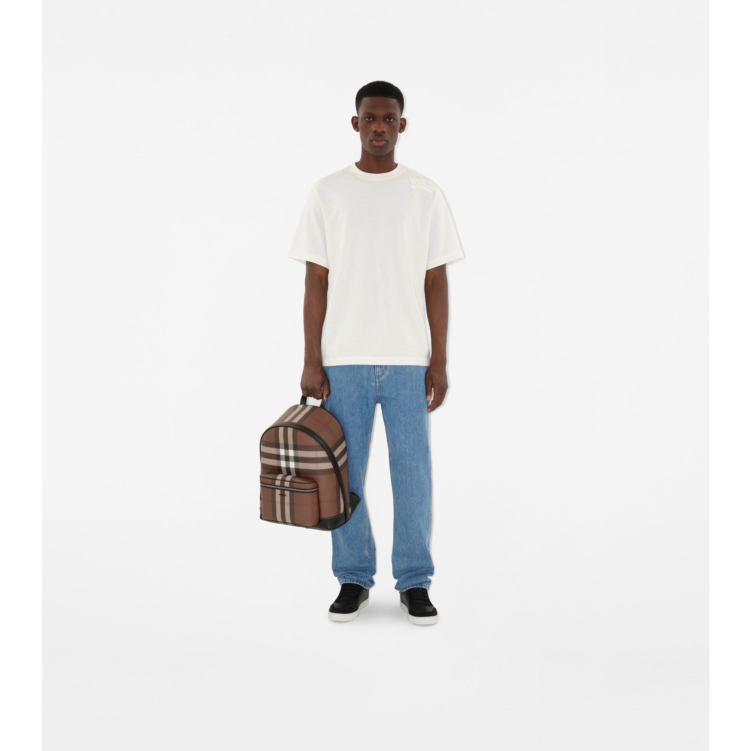 Check Backpack in Dark birch brown Men Canvas Burberry Official