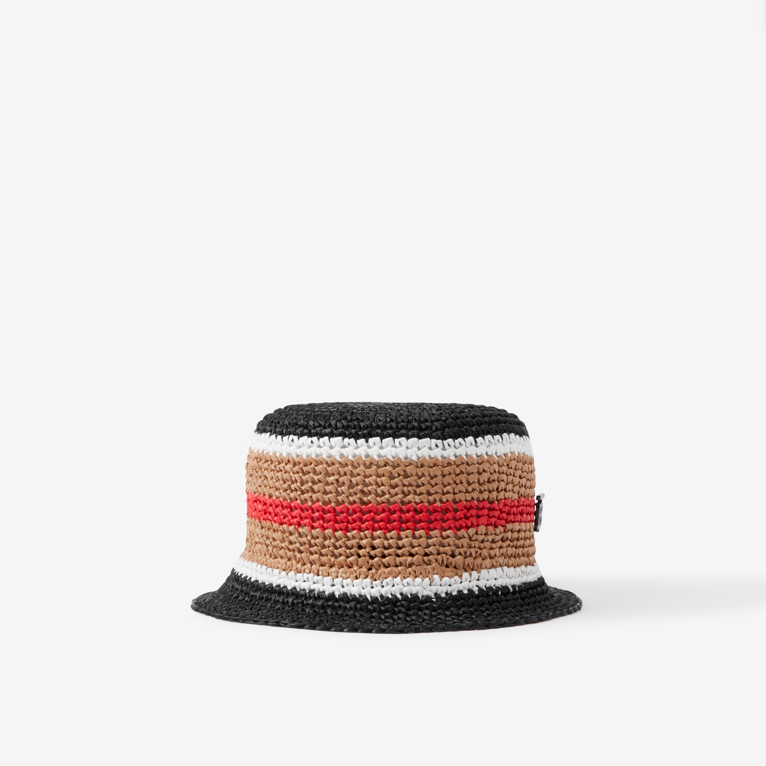 Monogram Motif Striped Raffia-effect Bucket Hat in Archive Beige | Burberry® Official - 2