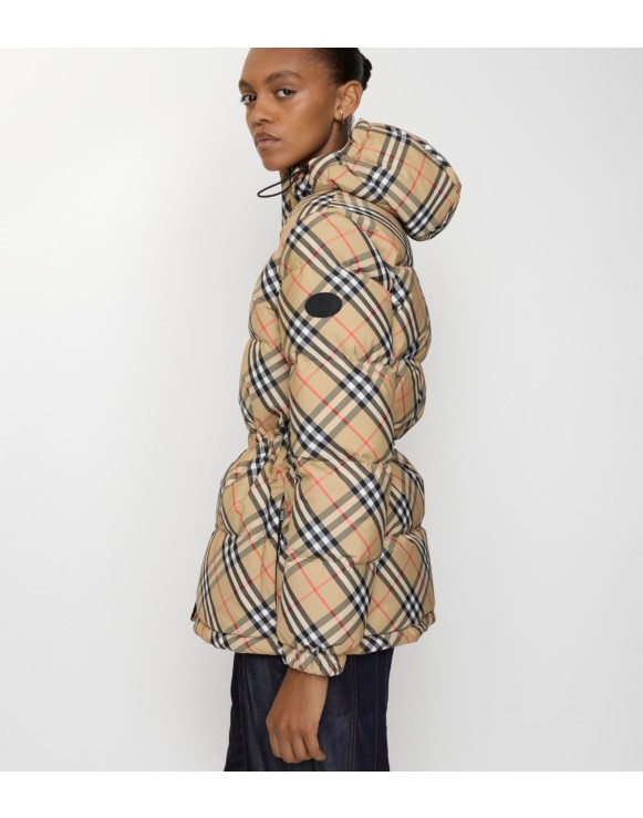 Doudoune à capuche en nylon Check