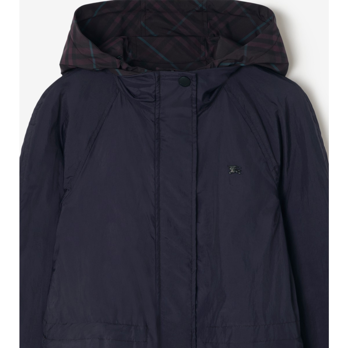  Check Reversible Nylon Hooded Jacket