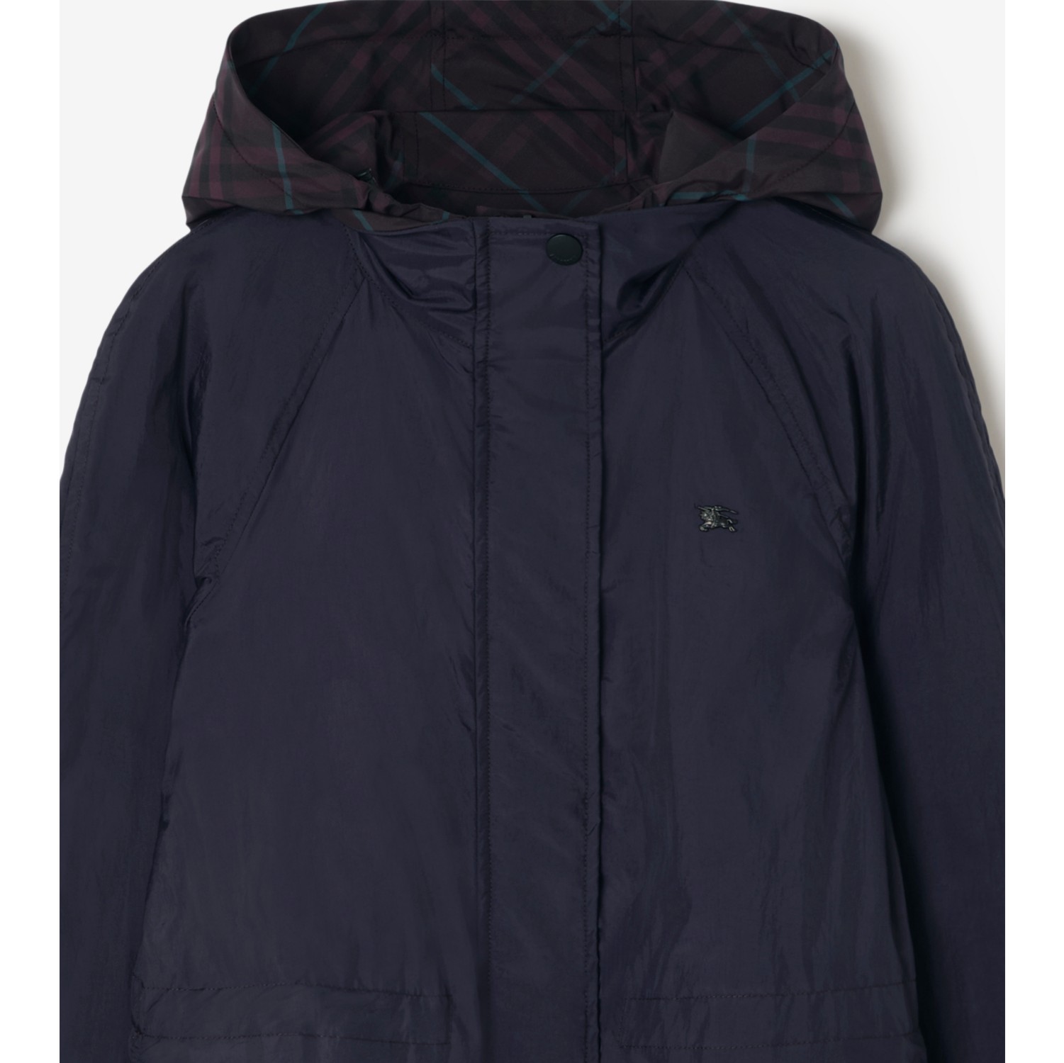 Reversible Check Nylon Hooded Jacket