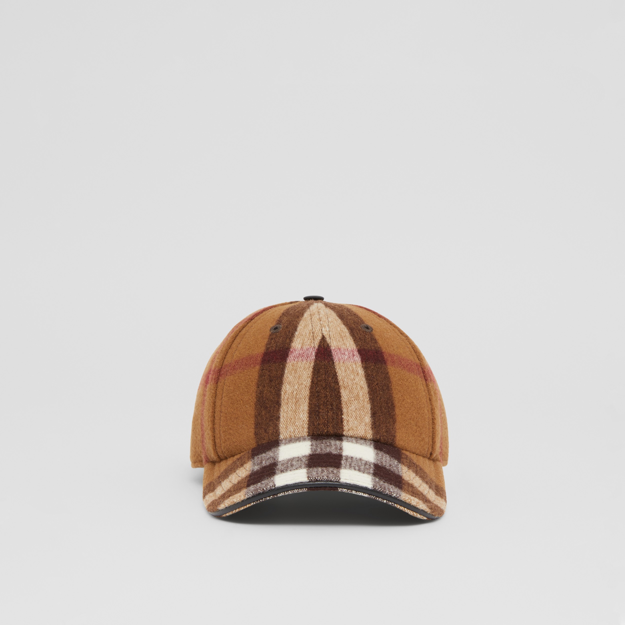Exaggerated Check Wool Baseball Cap in Birch Brown | Burberry® Official - 1