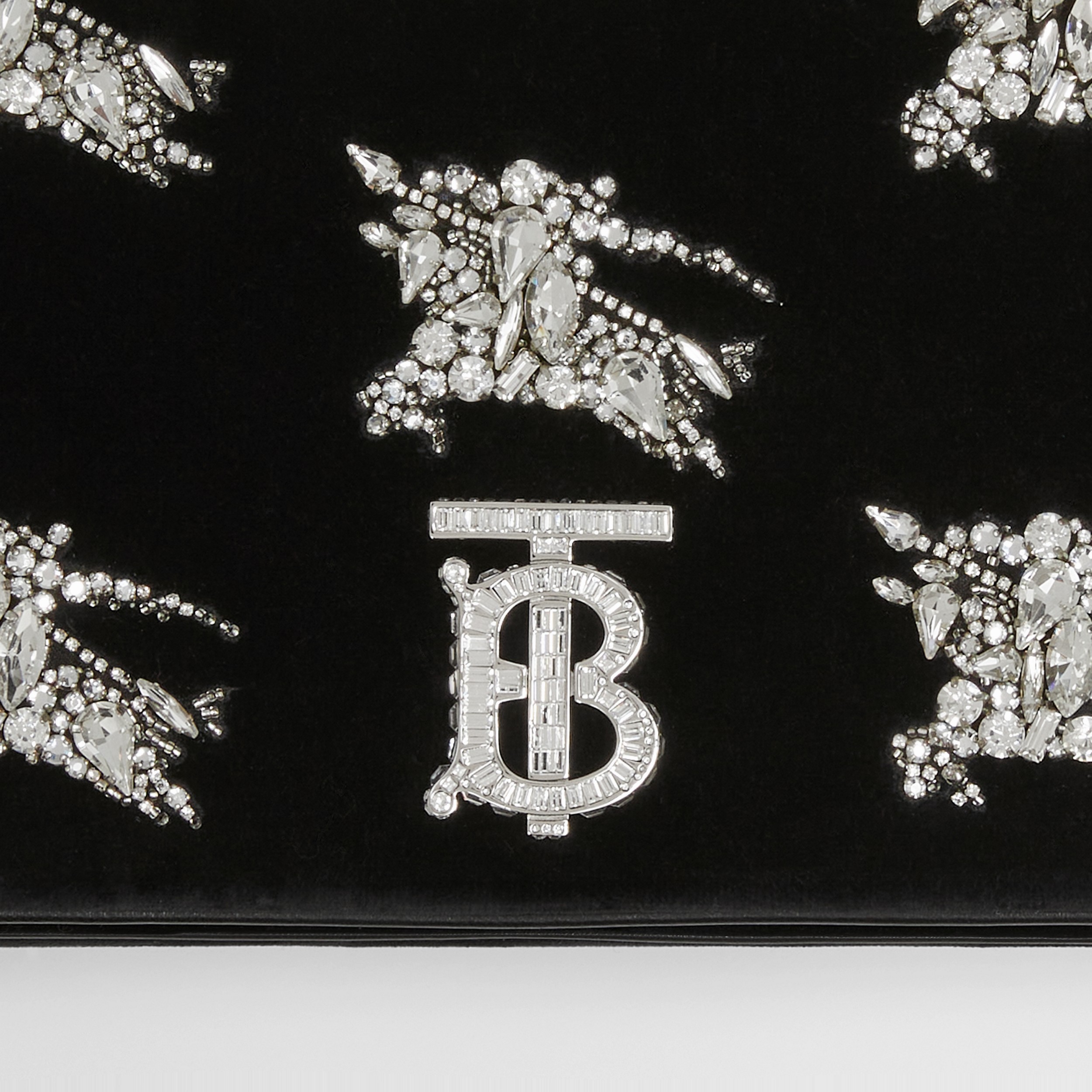 Bolso Lola pequeño en terciopelo con emblemas Equestrian Knight de cristal (Negro) - Mujer | Burberry® oficial - 2