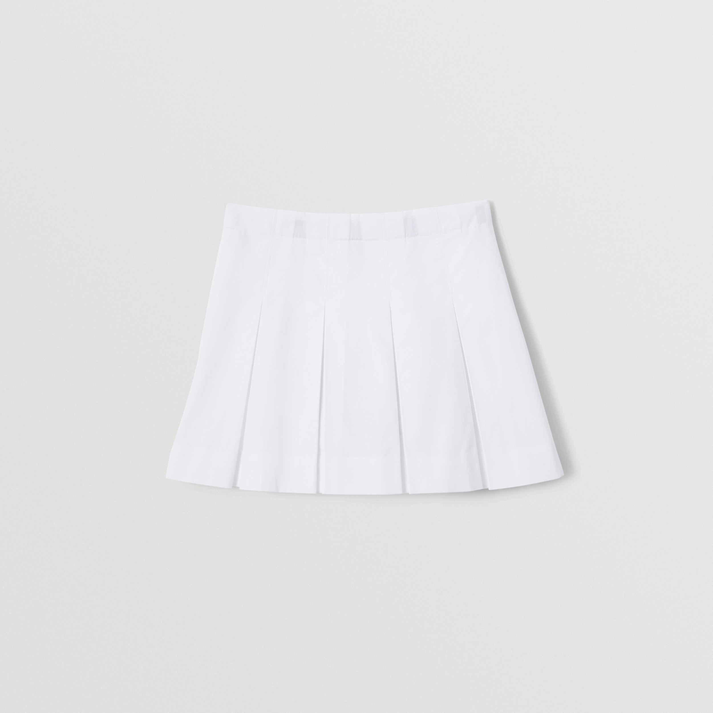Monogram Motif Cotton Twill Pleated Skirt in White | Burberry® Official - 4