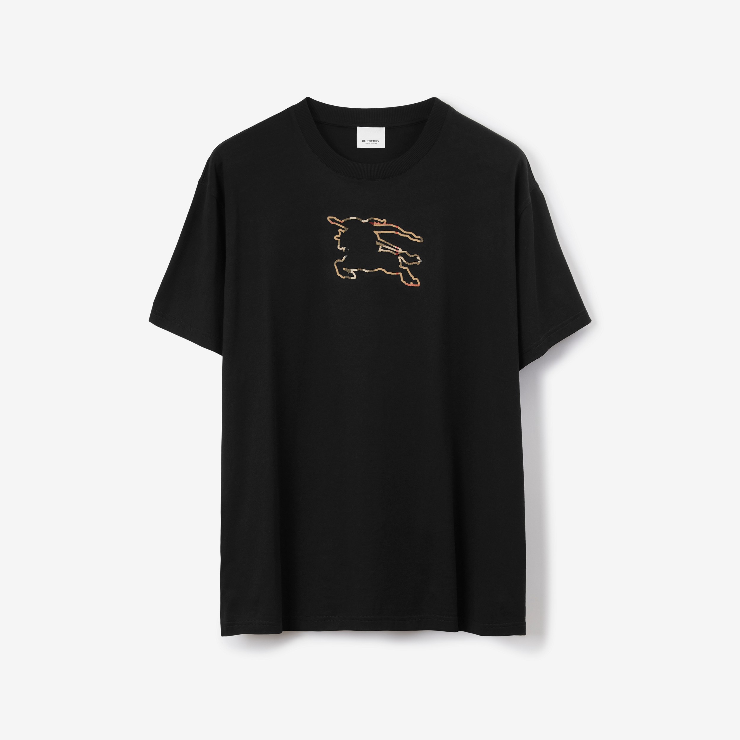 Camiseta en algodón con EKD en tejido Check (Negro) - Hombre | Burberry® oficial - 1