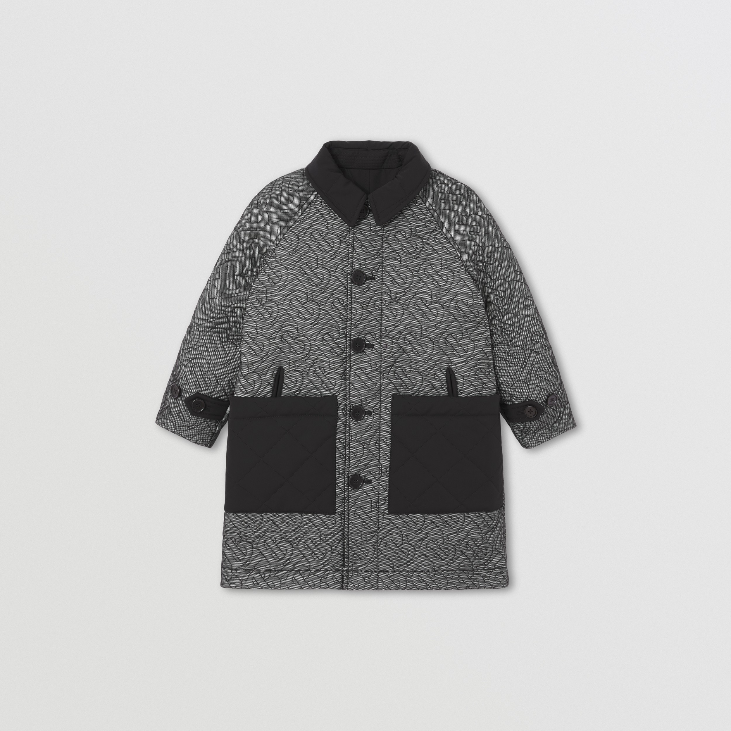 Reversible Monogram Quilted Stretch Nylon Car Coat in Black - Boy | Burberry® Official - 1