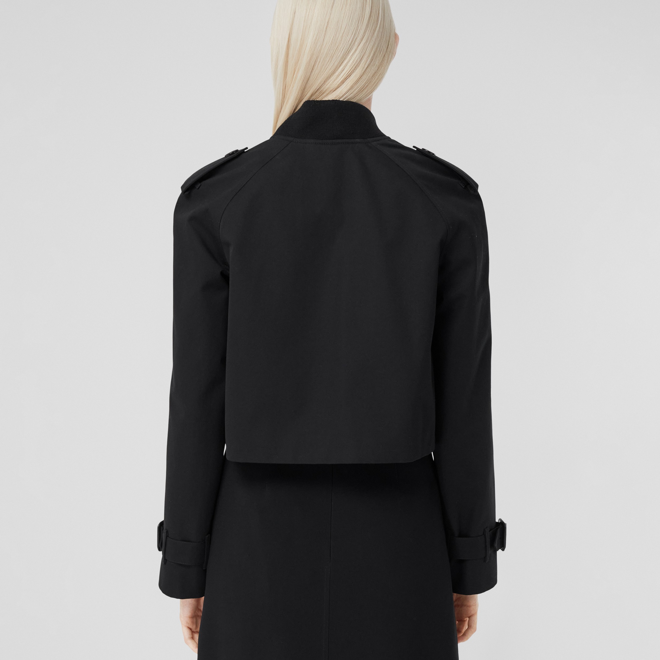 Cotton Gabardine Cropped Trench Coat in Black - Women | Burberry® Official - 3