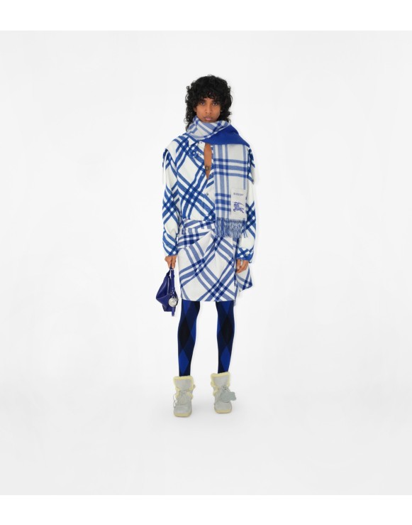 Cachecol dupla face de cashmere com estampa xadrez