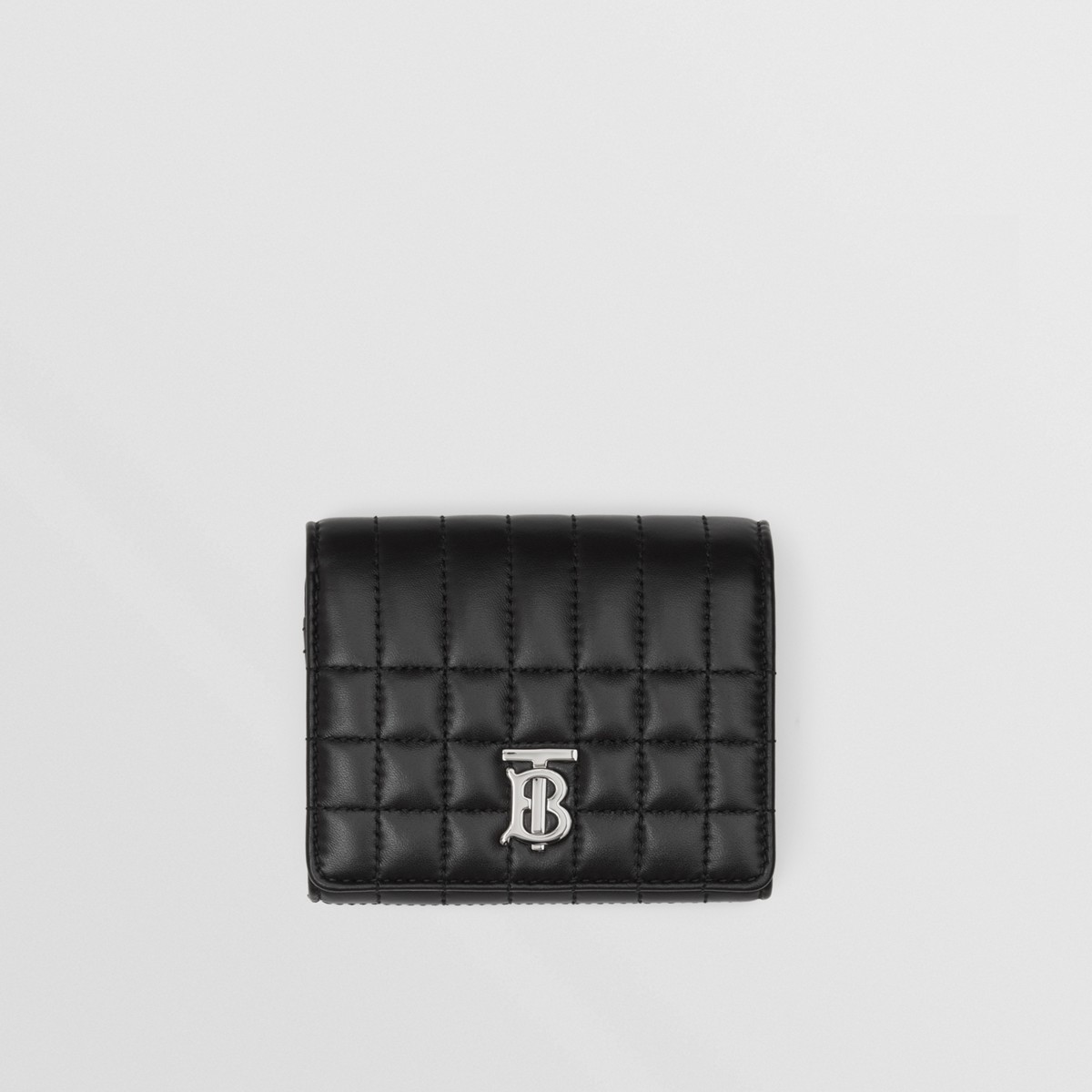 Burberry Quilted Leather Small Lola Folding Wallet In Black/palladium
