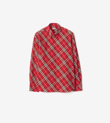 BURBERRY / 長袖シャツ/S/コットン/RED/チェック リラックスフィット チェック コットンシャツ (クレヨンレッド