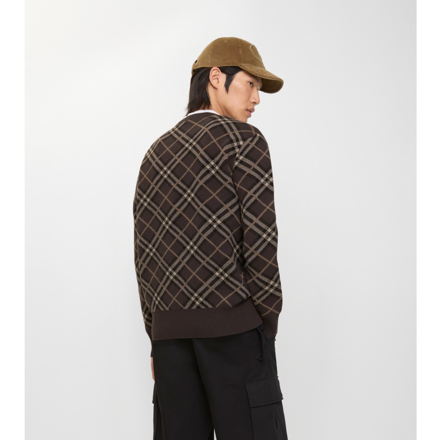 Check Wool Cashmere Blend Sweater