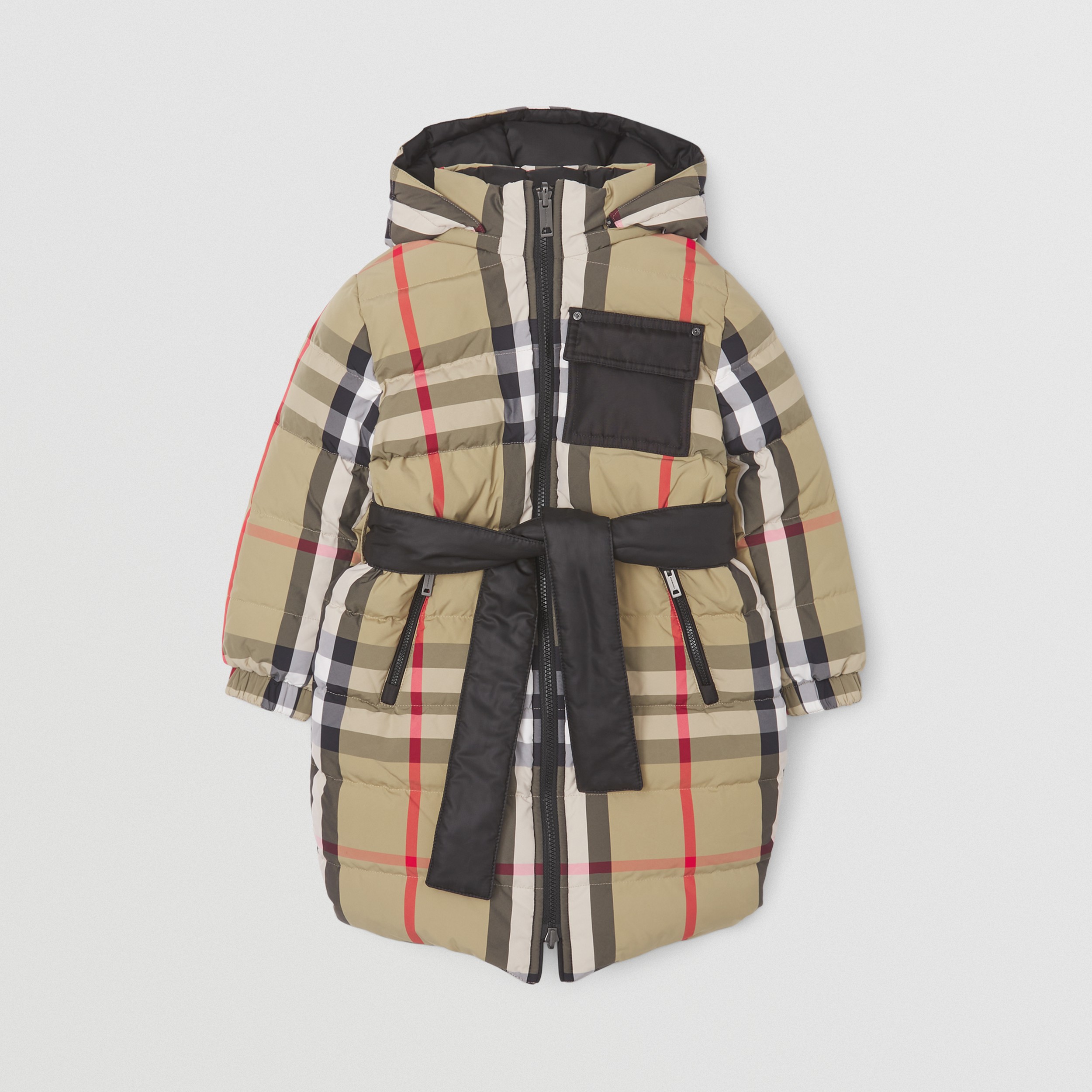 Reversible Check Recycled Nylon Puffer Coat in Archive Beige | Burberry® Official - 1