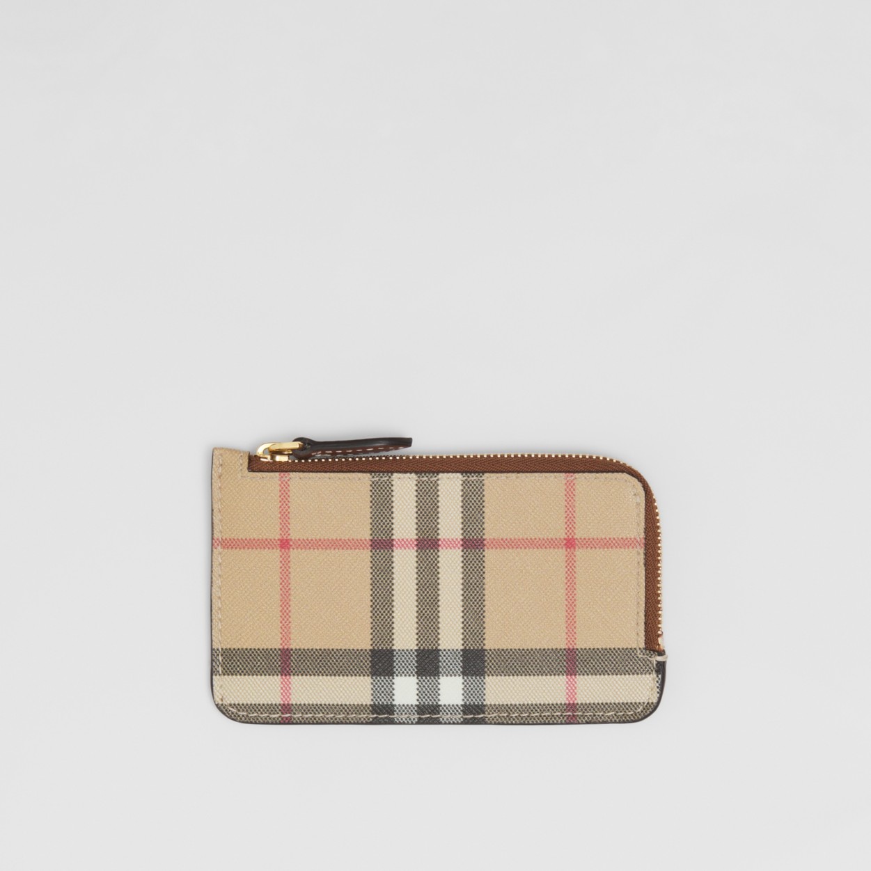 バーバリーのVintage Check and Leather Zip Card Case