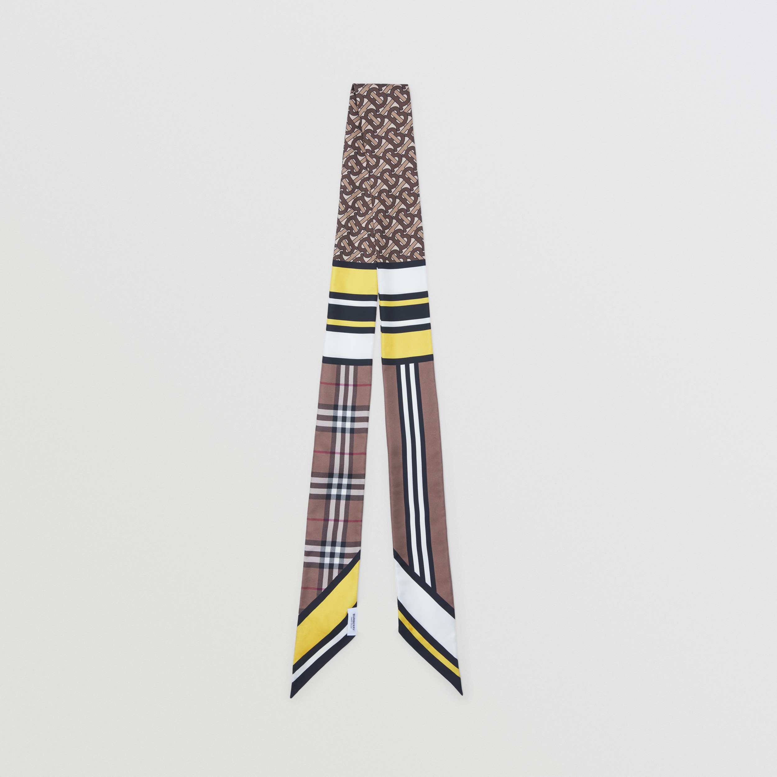 Montage Print Silk Skinny Scarf in Multicolour - Women | Burberry® Official - 1