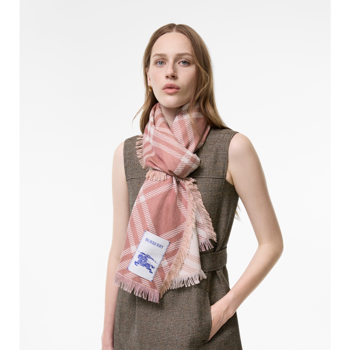  Check Gradient Wool Silk Scarf