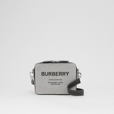 ホースフェリープリント キャンバス＆レザー クロスボディバッグ (ブラック) - メンズ | Burberry®公式サイト