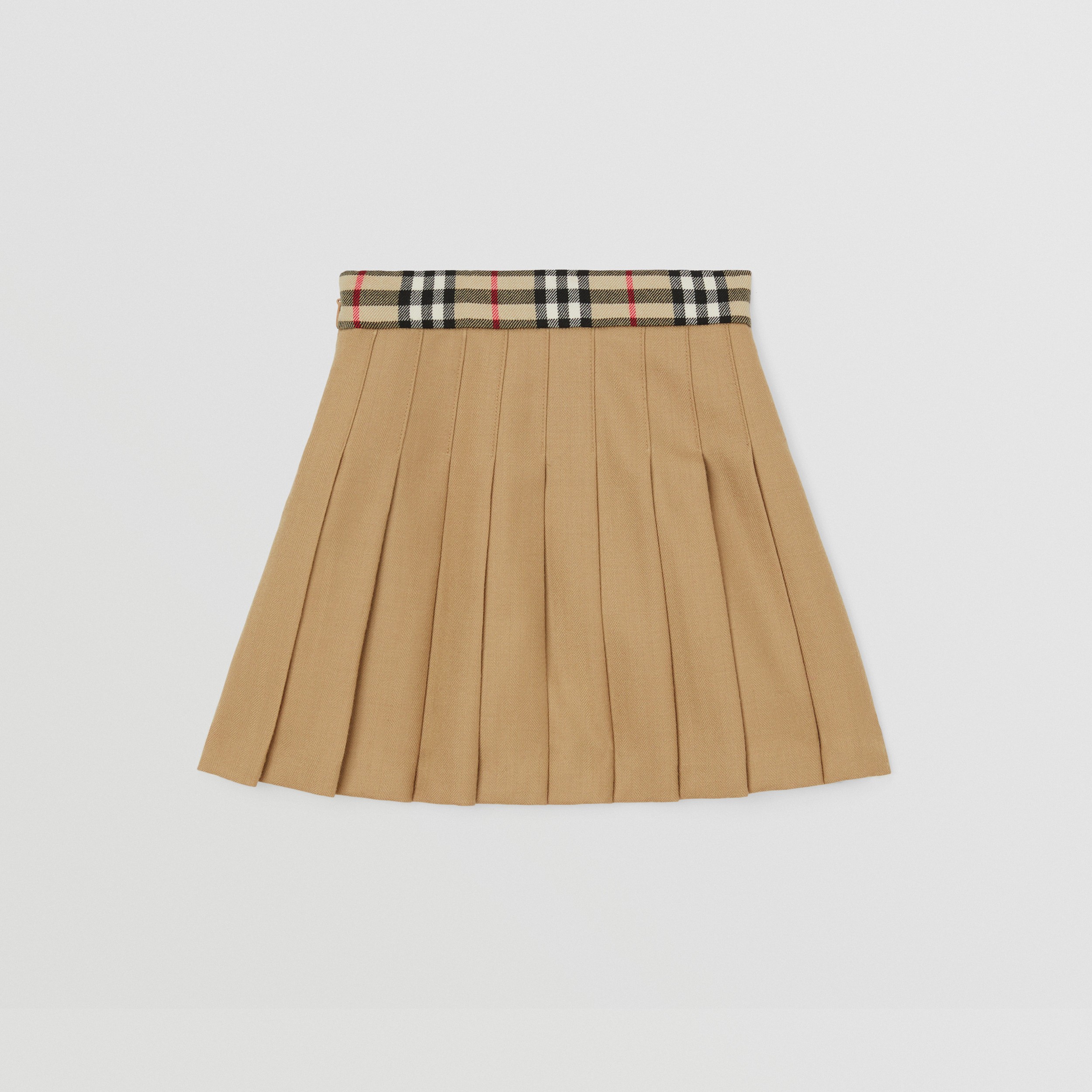 Vintage Check Wool Pleated Skirt in Archive Beige - Children | Burberry® Official - 4