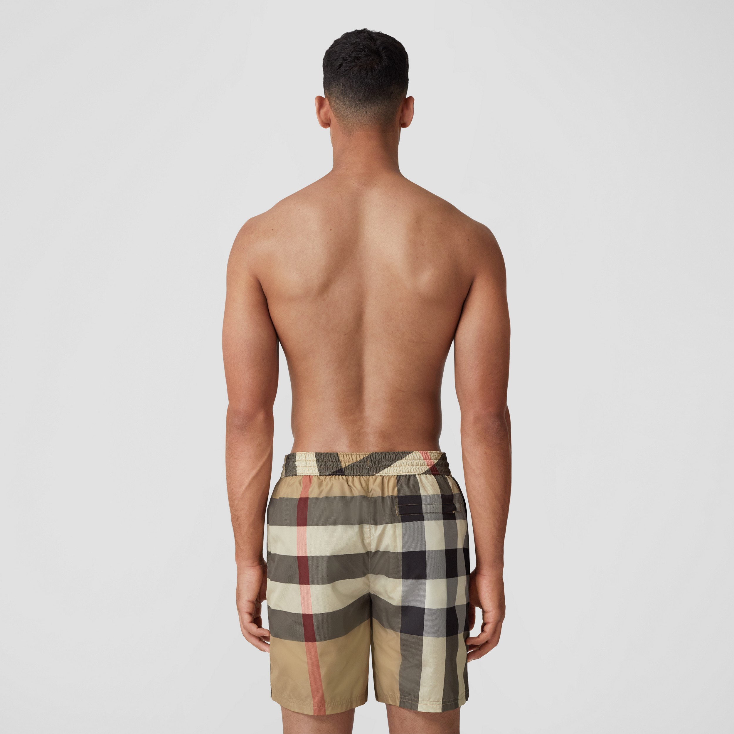 Exaggerated Check Drawcord Swim Shorts in Archive Beige - Men | Burberry® Official - 2