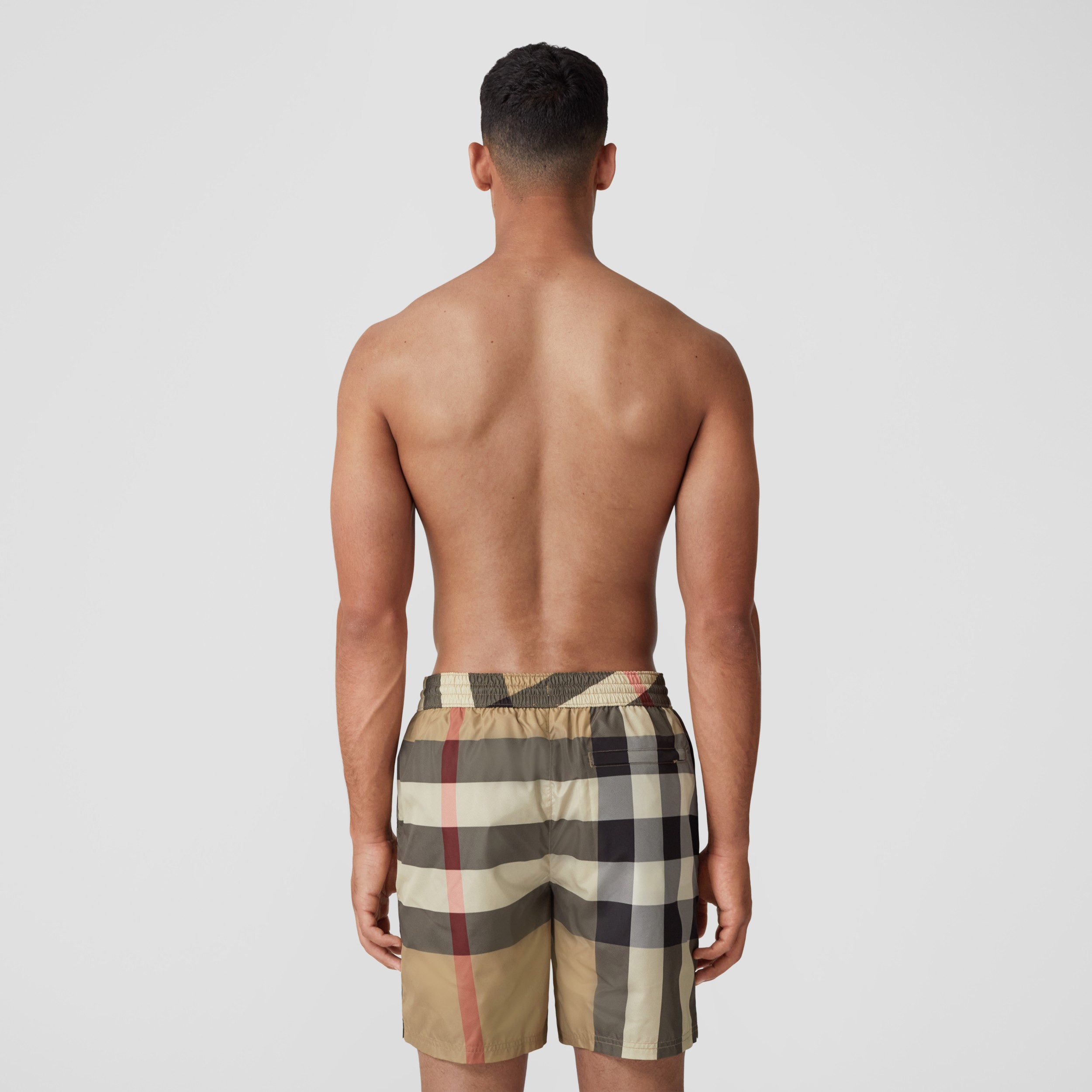 Exaggerated Check Drawcord Swim Shorts in Archive Beige - Men | Burberry®  Official