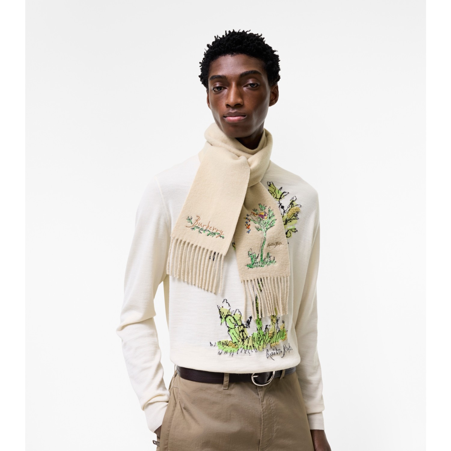 Narrow Brave Little Tree Cashmere Scarf in Nutmeg beige | Burberry® Official