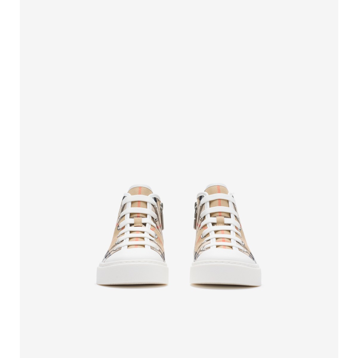  Check Cotton High-top Sneakers