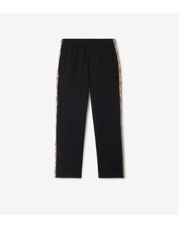 Check Trim Cotton Blend Track Pants