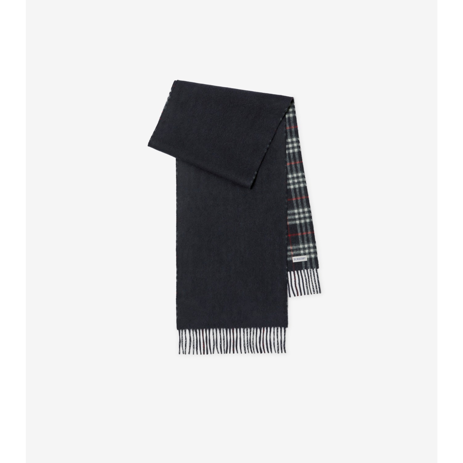 Reversible Check Cashmere Scarf in Navy Burberry Official