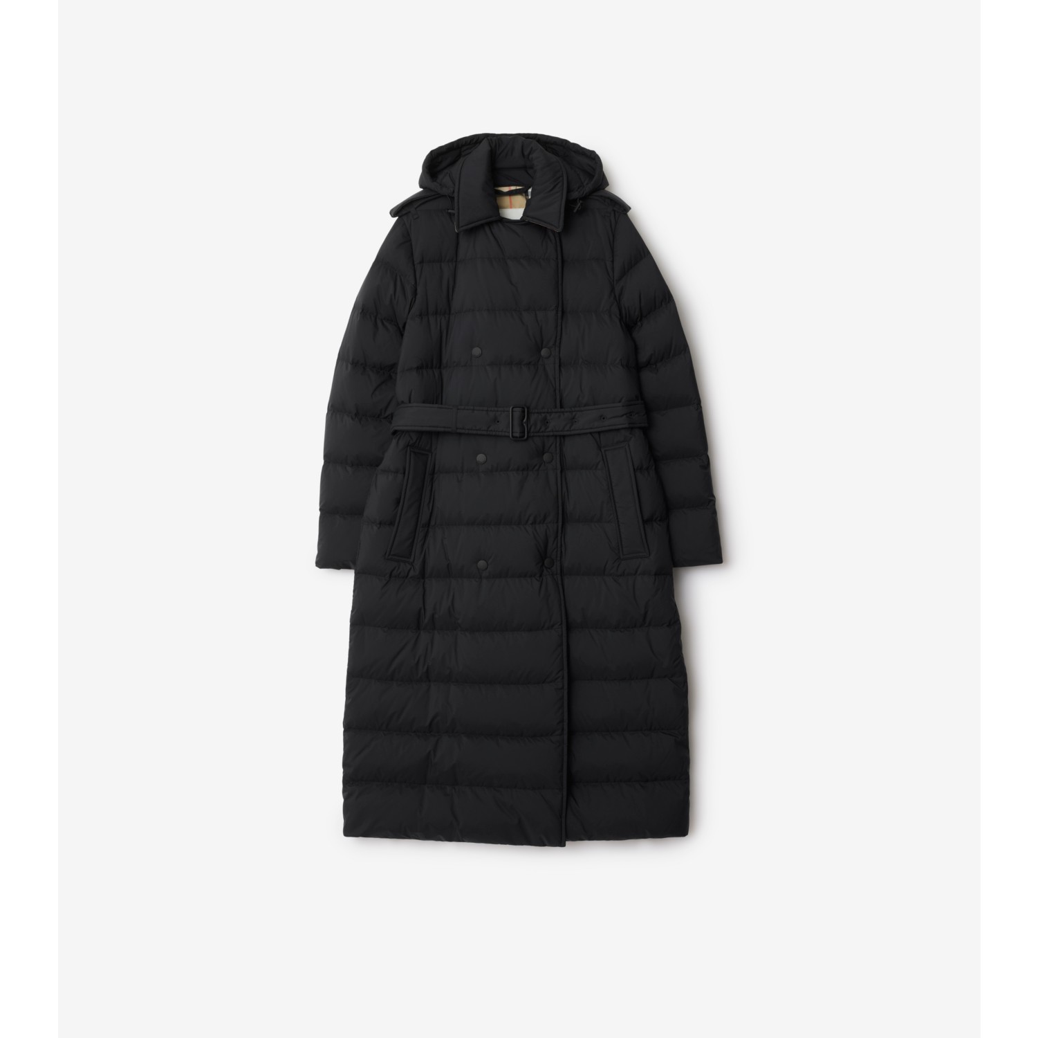 Long Nylon Hooded Puffer Coat