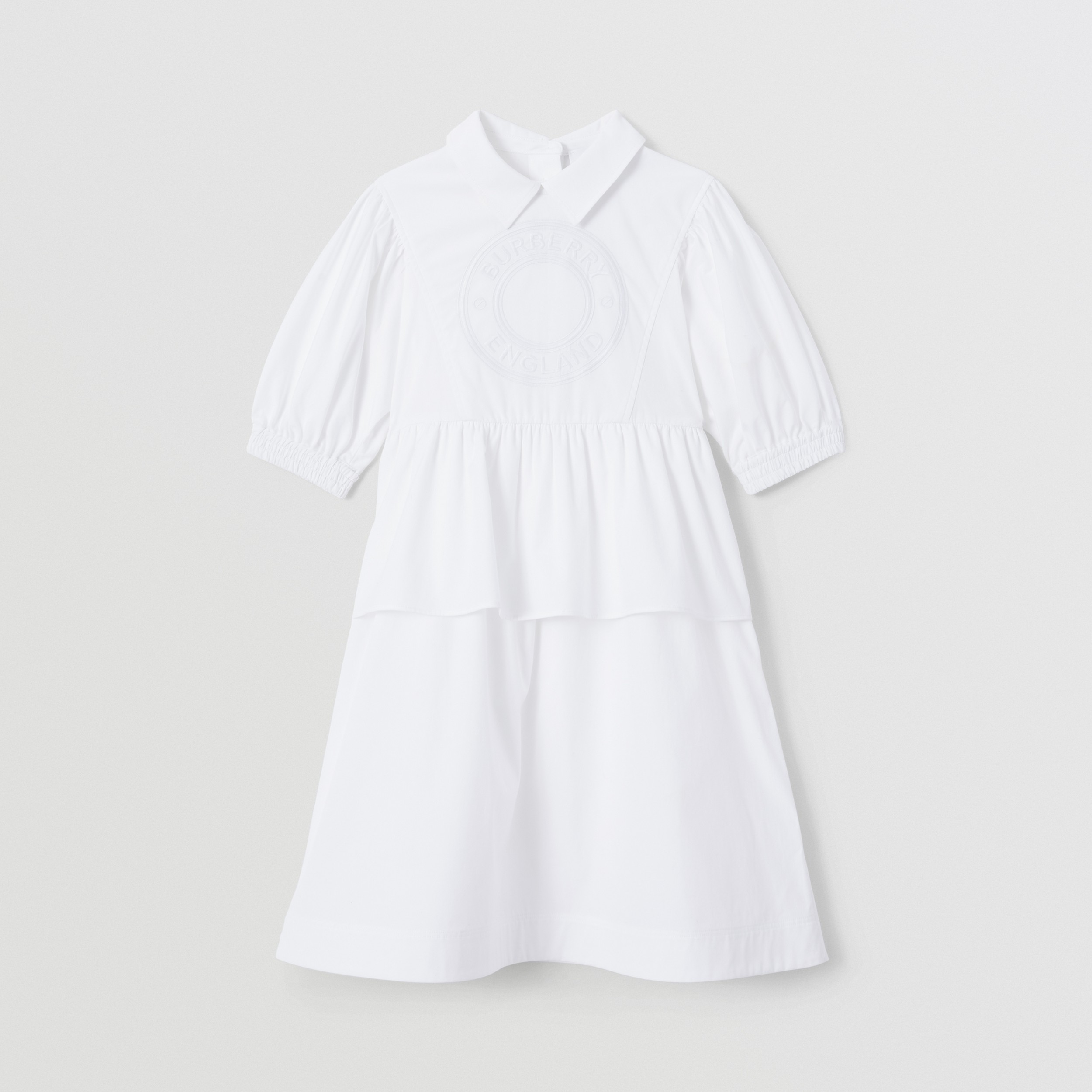 Short-sleeve Logo Graphic Stretch Cotton Dress in White | Burberry® Official - 1