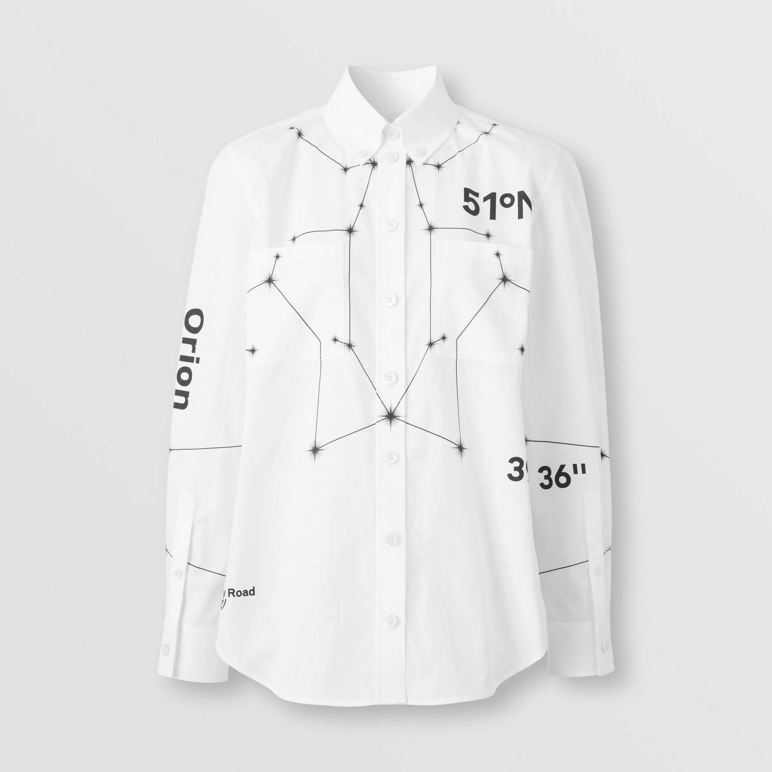 Constellations Print Cotton Shirt in Optic White - Women | Burberry® Official - 4
