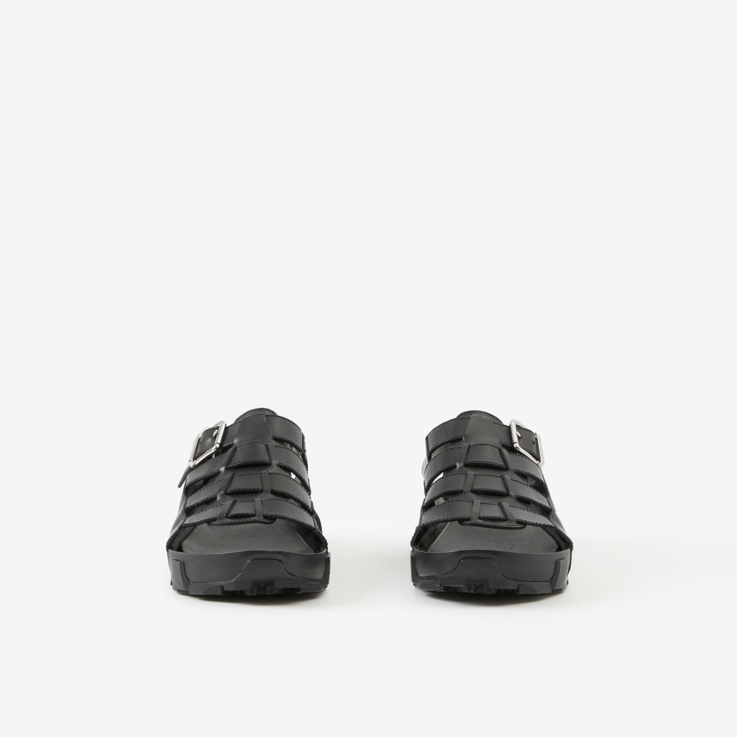 Latticed Leather Sandals in Black - Men | Burberry® Official - 2
