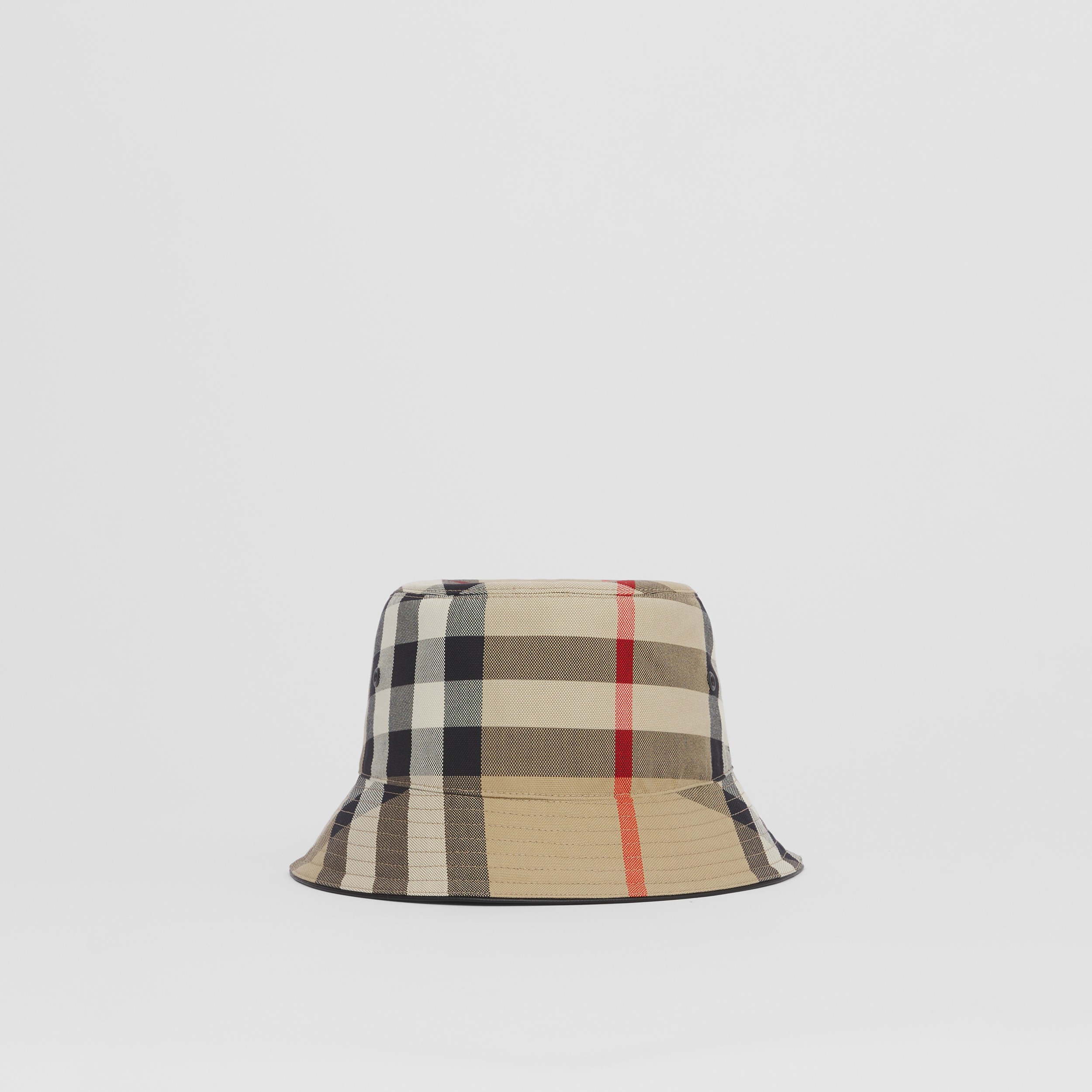 Exaggerated Check Cotton Bucket Hat in Archive Beige | Burberry® Official - 1