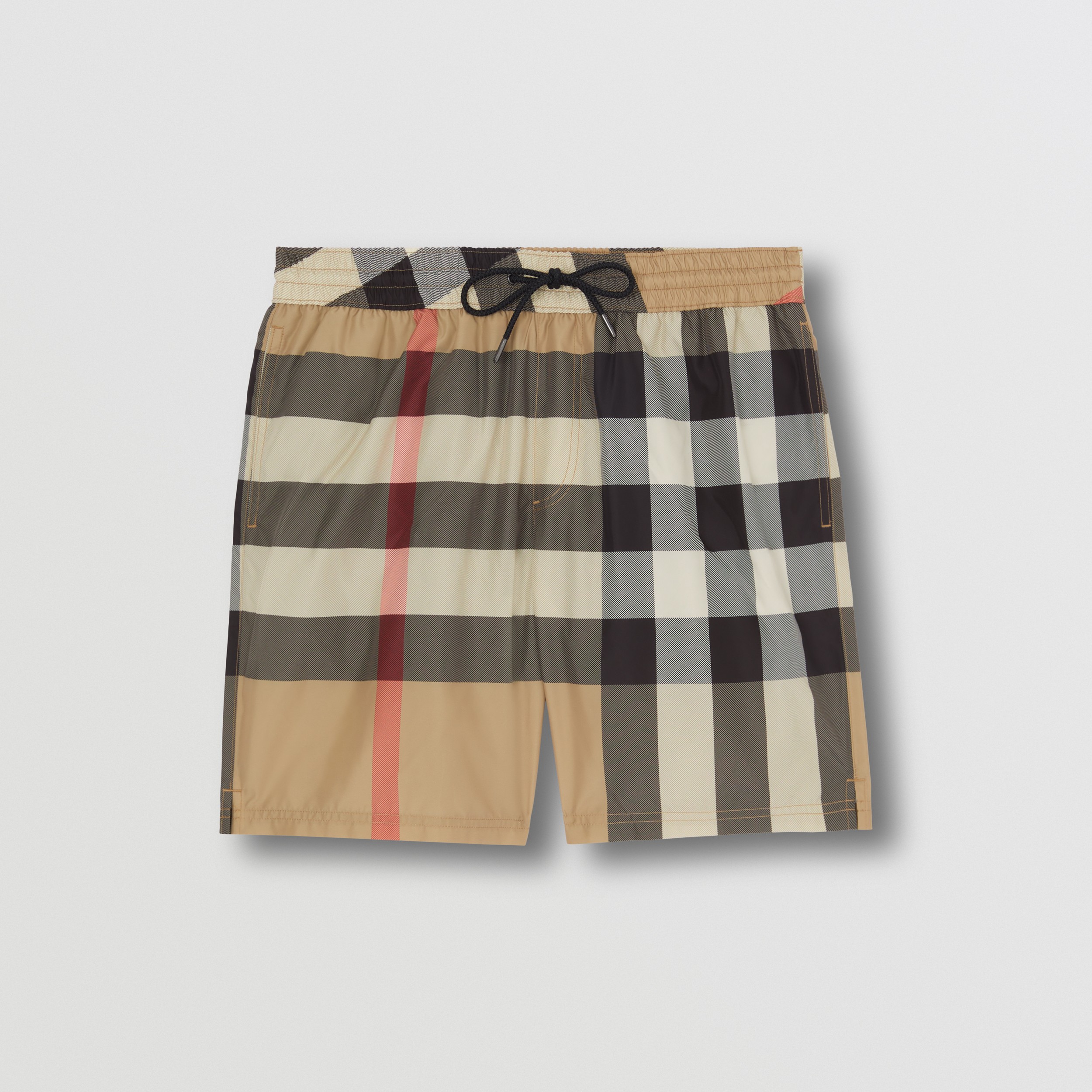 Exaggerated Check Drawcord Swim Shorts in Archive Beige - Men | Burberry® Official - 1