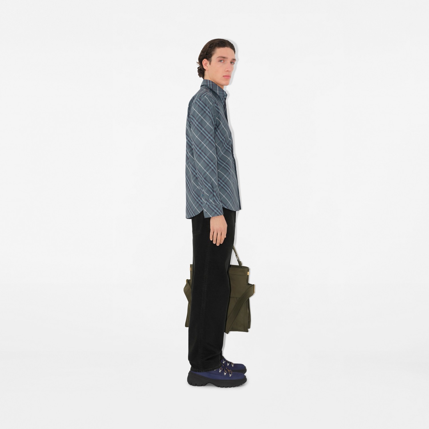 Regular Fit Check Cotton Shirt in Pewter - Men | Burberry Regular Fit Check Cotton Shirt in Pewter - Men | Burberry