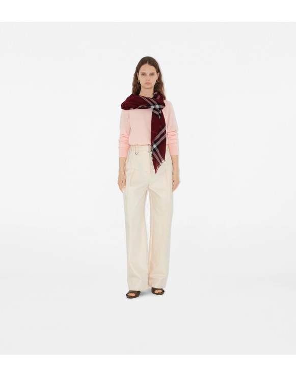 Wide Check Wool Scarf