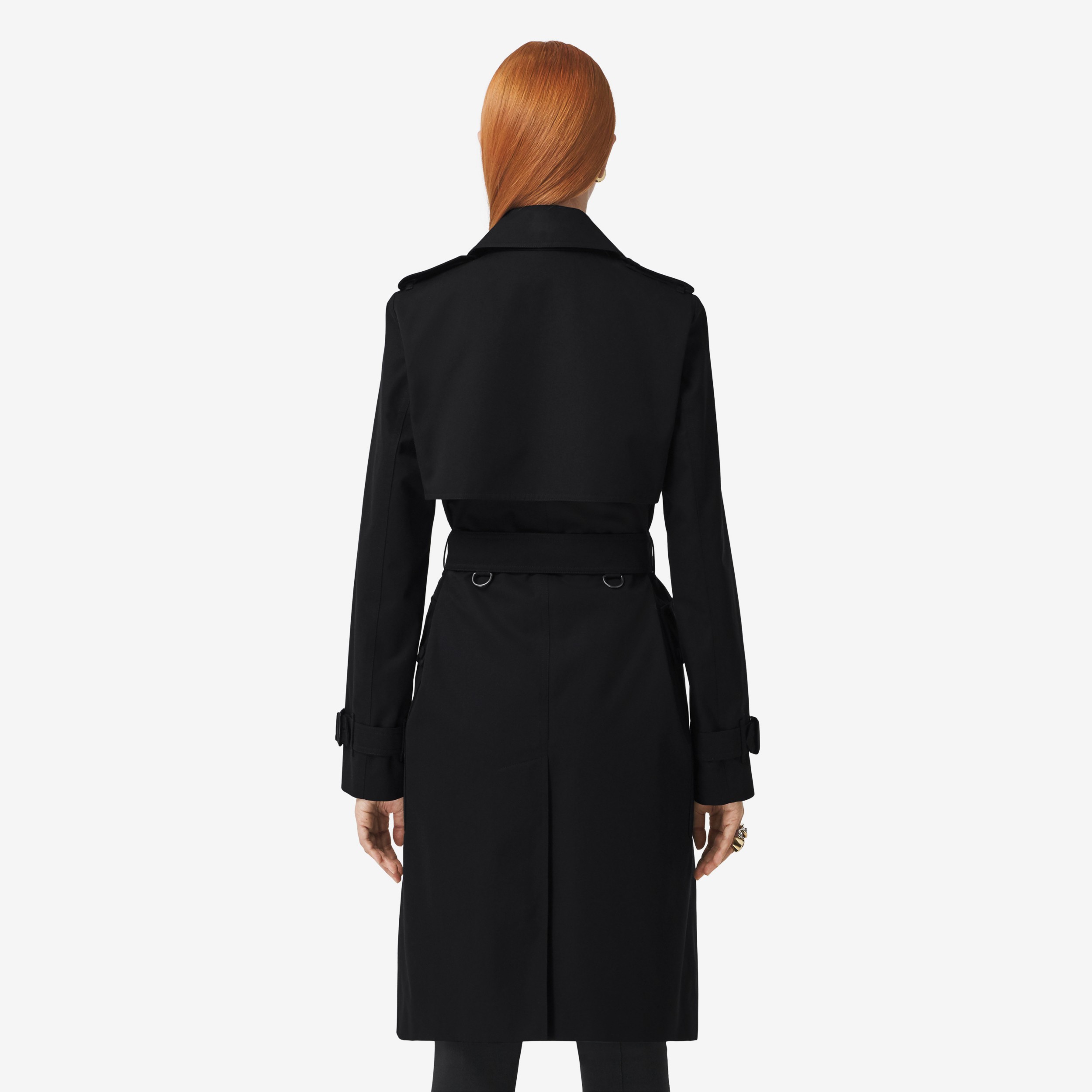 Check Panel Cotton Gabardine Trench Coat in Black - Women | Burberry ...