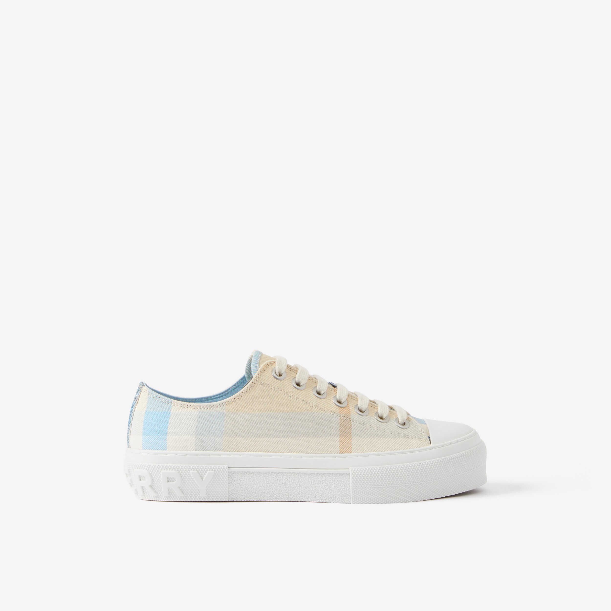 Check Cotton Sneakers in Soft Blue - Women | Burberry® Official - 1