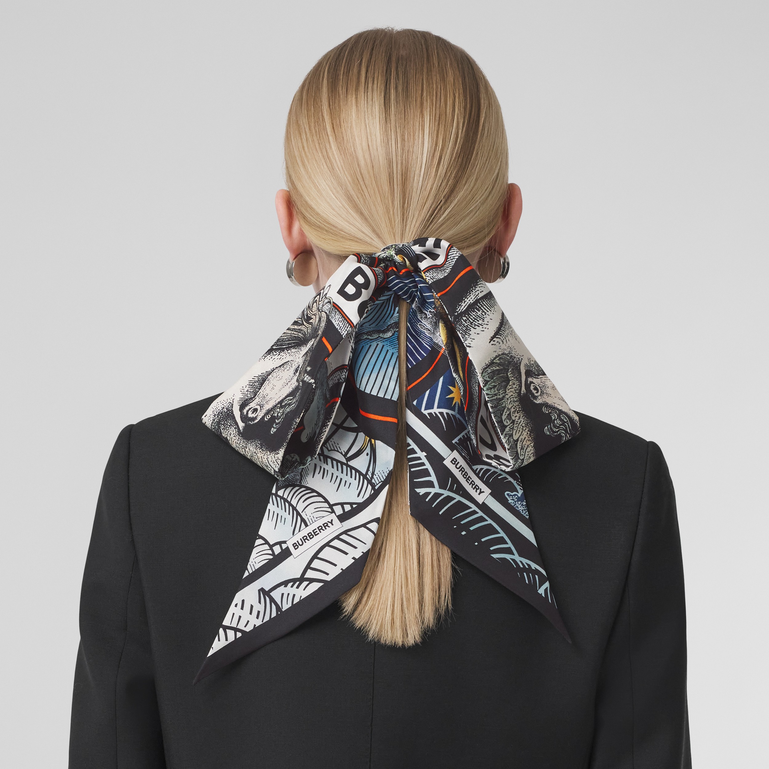Celestial Print Silk Skinny Scarf in Multicolour - Women | Burberry® Official - 3