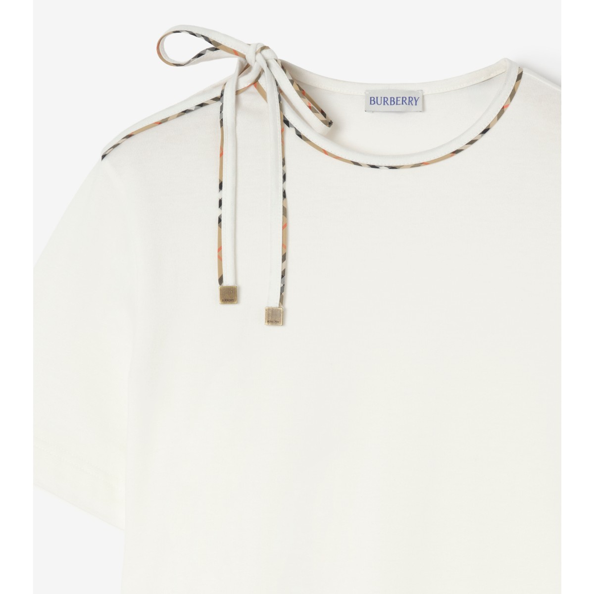  Check Tie-sleeve T-shirt