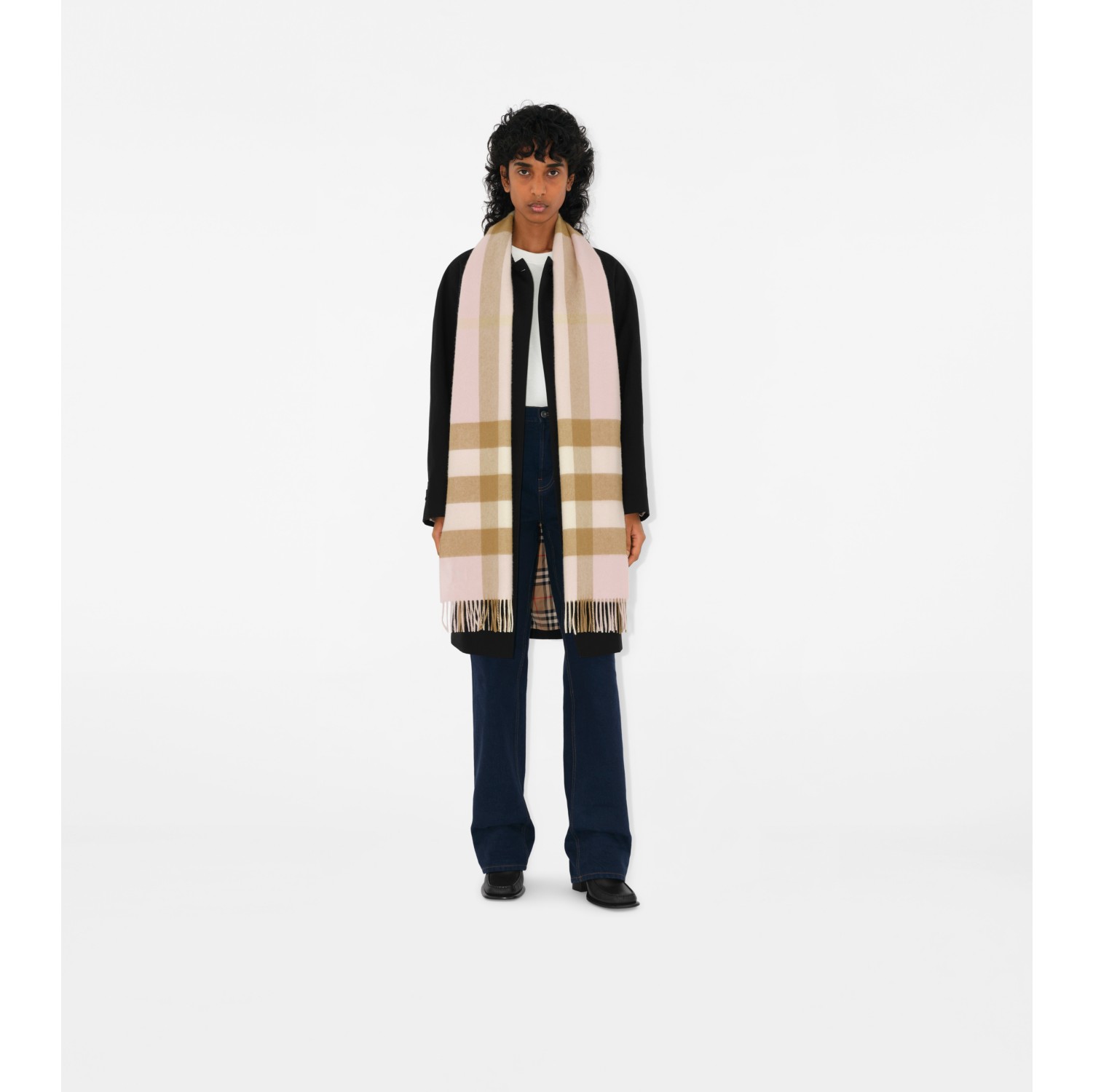 Check Cashmere Scarf in Alabaster pink Burberry Official