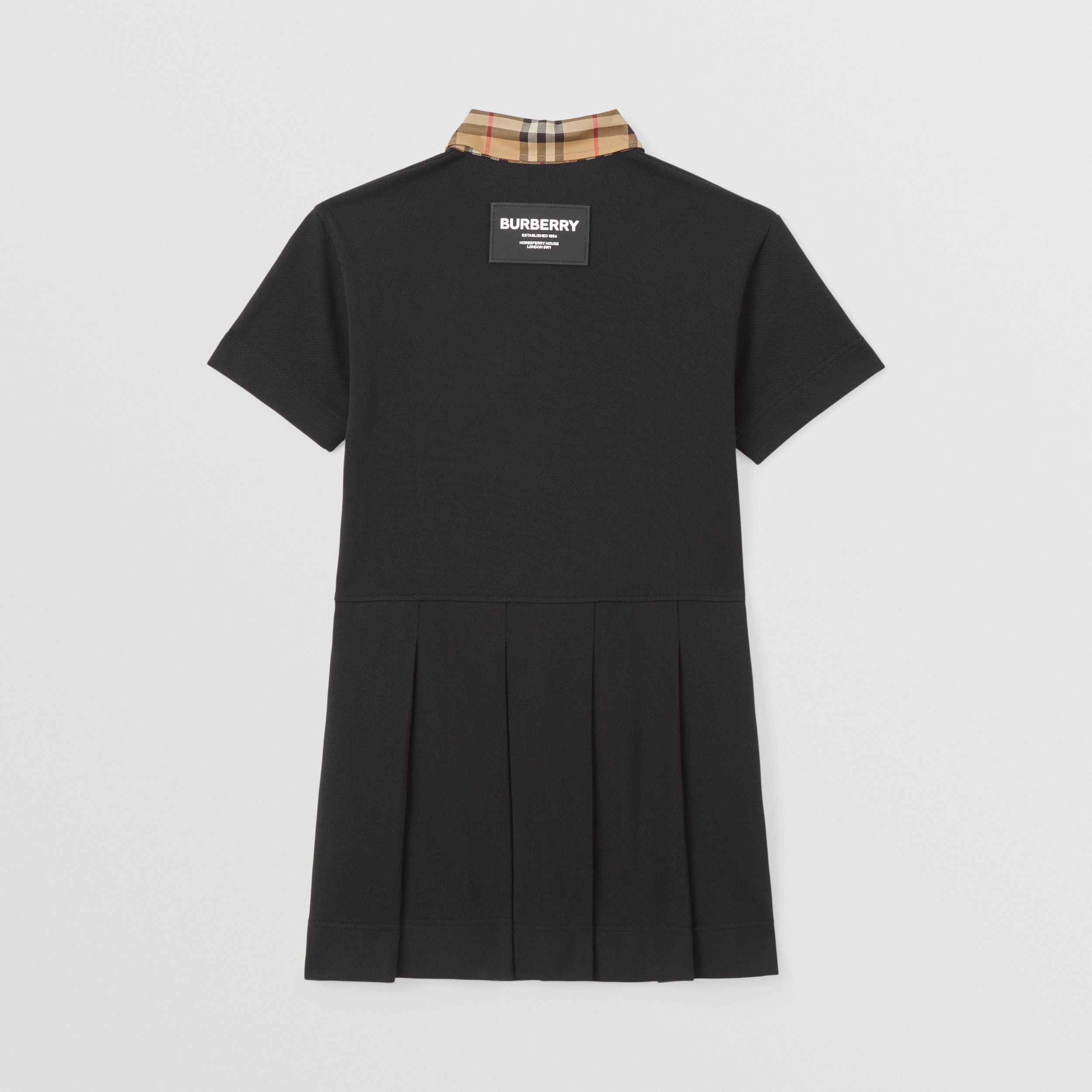 ヴィンテージチェックトリム コットンピケ ポロシャツドレス (ブラック) | Burberry®公式サイト - 4