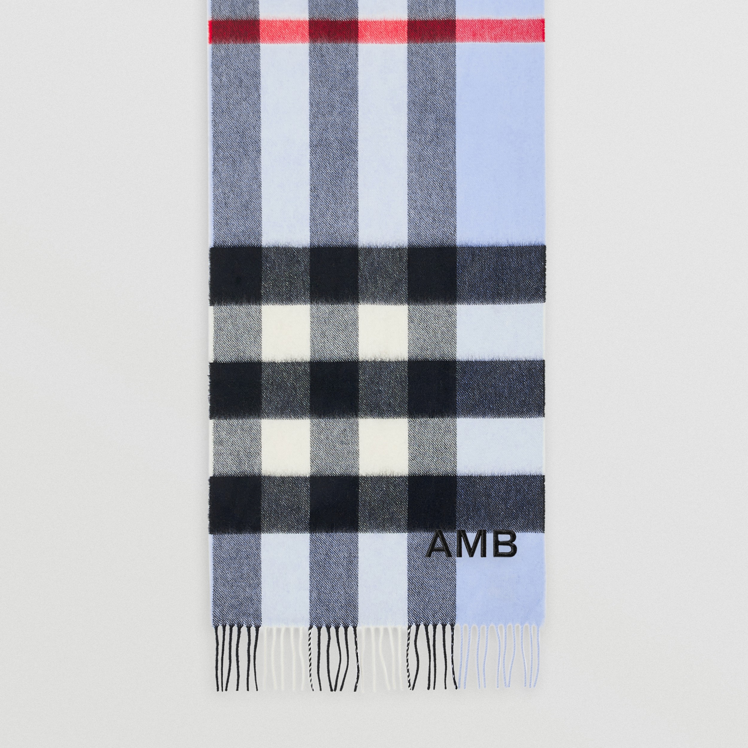 Burberry 格纹羊绒围巾 (浅蓝色) | Burberry® 博柏利官网 - 4